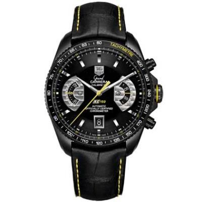 TAG Heuer Grand Carrera Calibre 17 RS150 Titanium PVD / Black - Yellow / Alligator